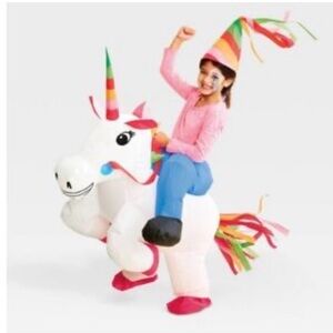 Inflatable Rider Unicorn & Hat Kids Costume , One size fits most age 4 and up